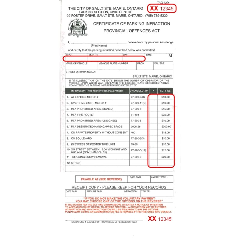 Parking Enforcement - Certificate of Infraction